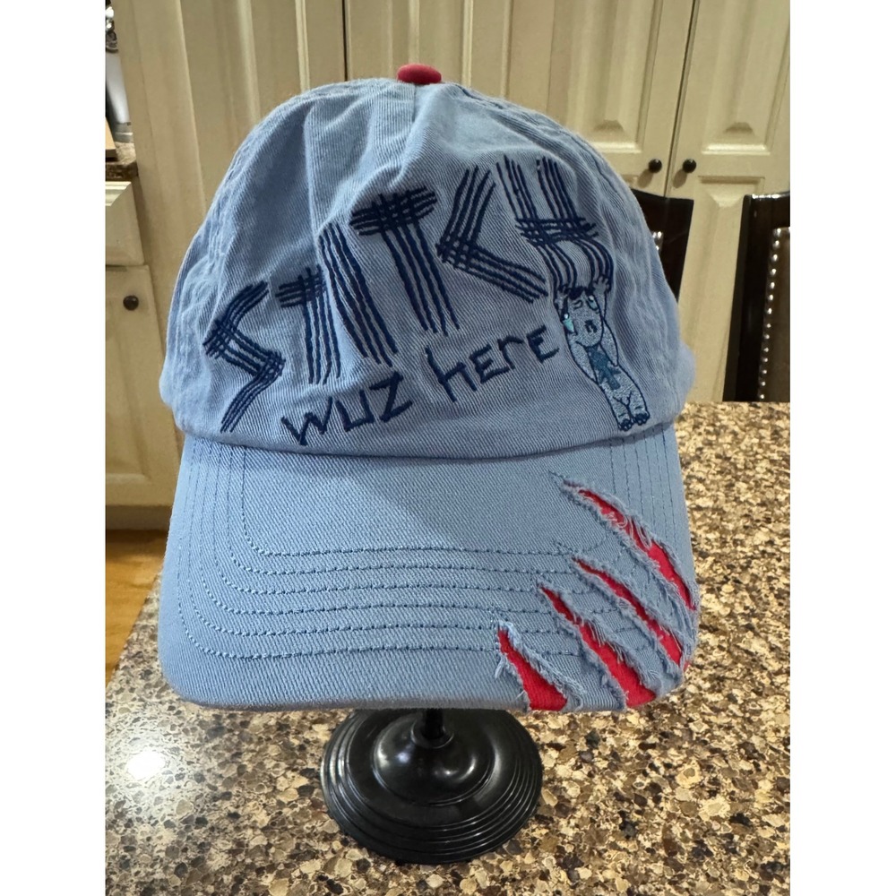 STITCH‎ Wuz Here Distressed Baseball Cap Disney Hat Embroidered Cartoon